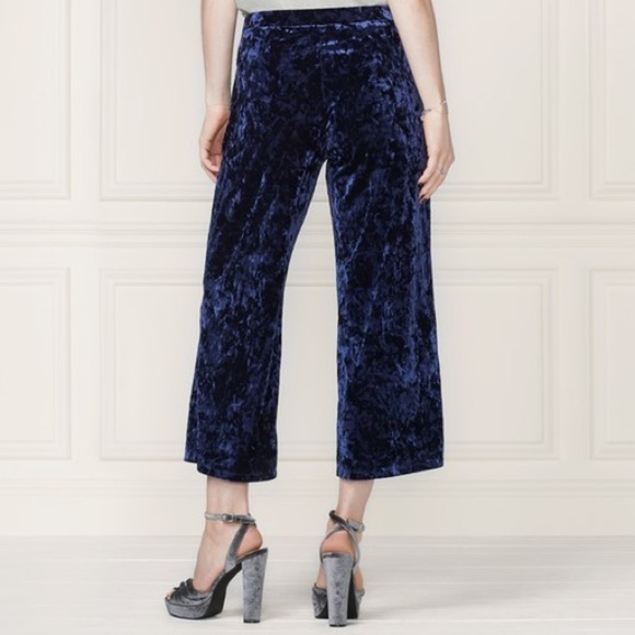 LC LAUREN CONRAD Pants Crop Wide-Leg Velvet Wine Medium - Picture 3 of 7